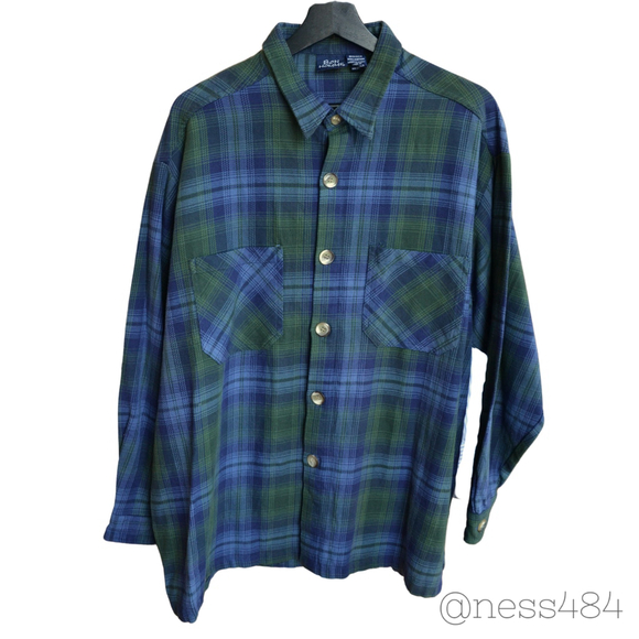 BON HOMME Plaid Flannel Long Sleeve Button Up Shirt Men Bigger Size - Picture 1 of 5